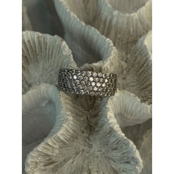 Elegant 925 Sterling Silver White Topaz Ring Size 6.5