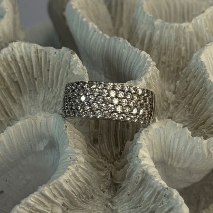 Elegant 925 Sterling Silver White Topaz Ring Size 6.5
