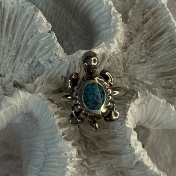 925 Sterling Silver Turtle Turquoise Ring Size 6.5