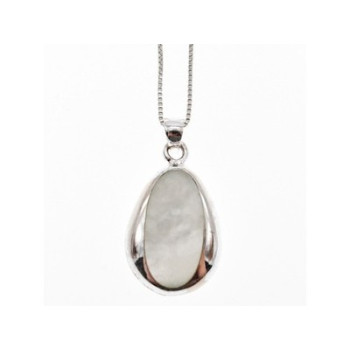 925 Sterling Silver Mother of pearl Chain with Pendant Italy