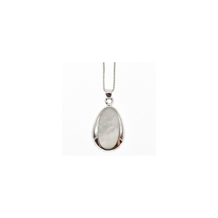 925 Sterling Silver Mother of pearl Chain with Pendant Italy
