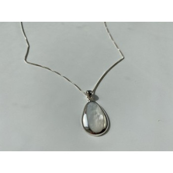 925 Sterling Silver Mother of pearl Chain with Pendant Italy