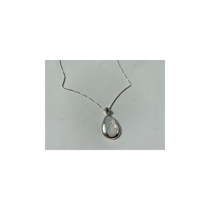 925 Sterling Silver Mother of pearl Chain with Pendant Italy