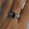 925 Sterling Silver Garnet & Beryl Ring Size 10