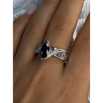 925 Sterling Silver Garnet & Beryl Ring Size 10