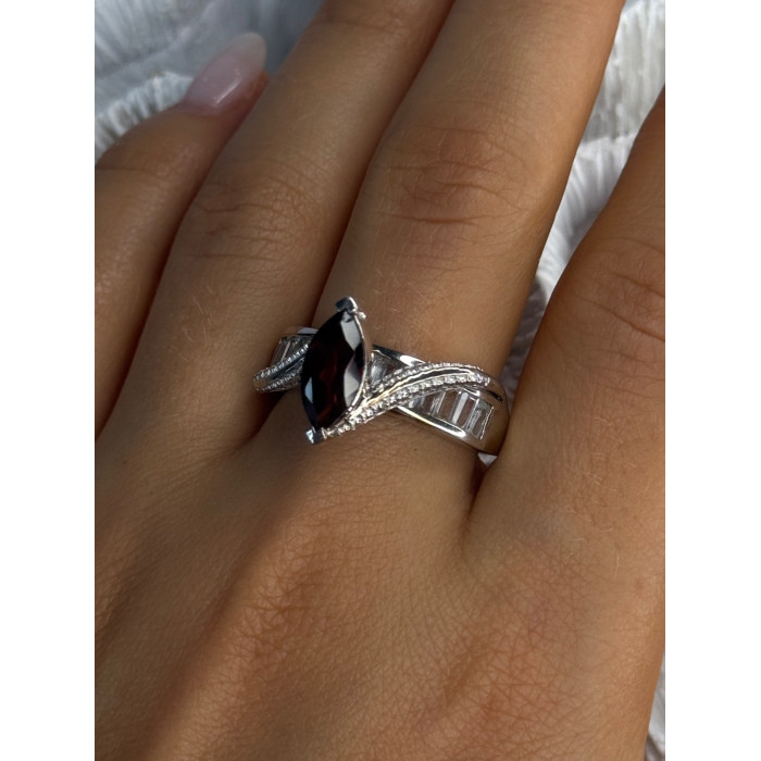 925 Sterling Silver Garnet & Beryl Ring Size 10