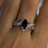 925 Sterling Silver Garnet & Beryl Ring Size 10