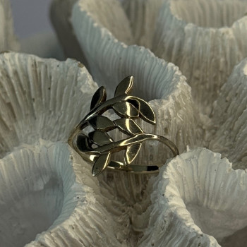 925 Sterling Silver Leaves Ring Size 9