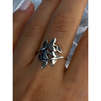 925 Sterling Silver Leaves Ring Size 9