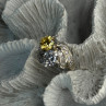 925 Sterling Silver Yellow & White Cz Ring Size 6