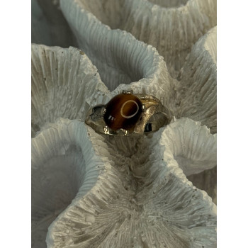 Vintage 925 Sterling Silver Tigers Eye Ring Size 8