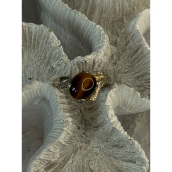 Vintage 925 Sterling Silver Tigers Eye Ring Size 8
