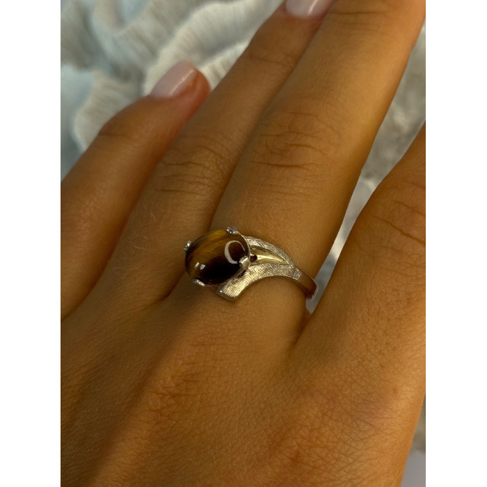 Vintage 925 Sterling Silver Tigers Eye Ring Size 8