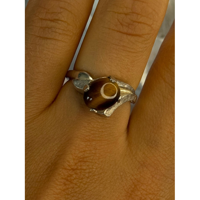 Vintage 925 Sterling Silver Tigers Eye Ring Size 8