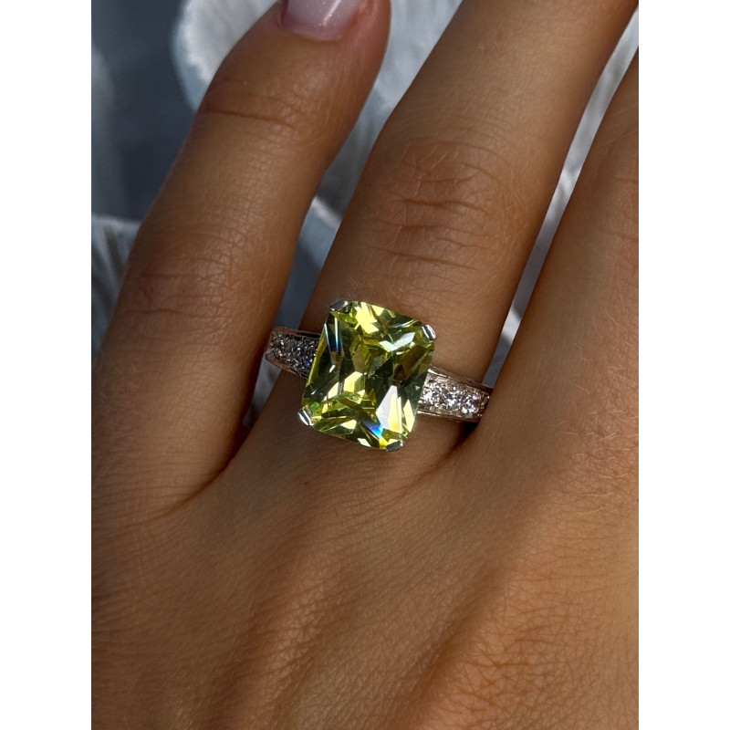 925 Sterling Silver Lemon Quartz Ring Size 8