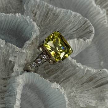 925 Sterling Silver Lemon Quartz Ring Size 8