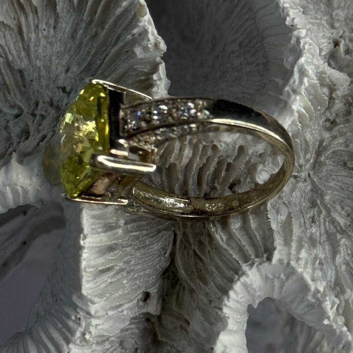 925 Sterling Silver Lemon Quartz Ring Size 8
