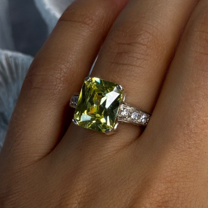 925 Sterling Silver Lemon Quartz Ring Size 8