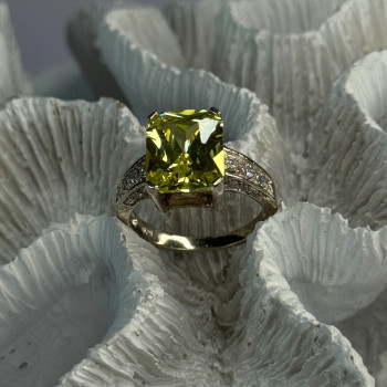 925 Sterling Silver Lemon Quartz Ring Size 8