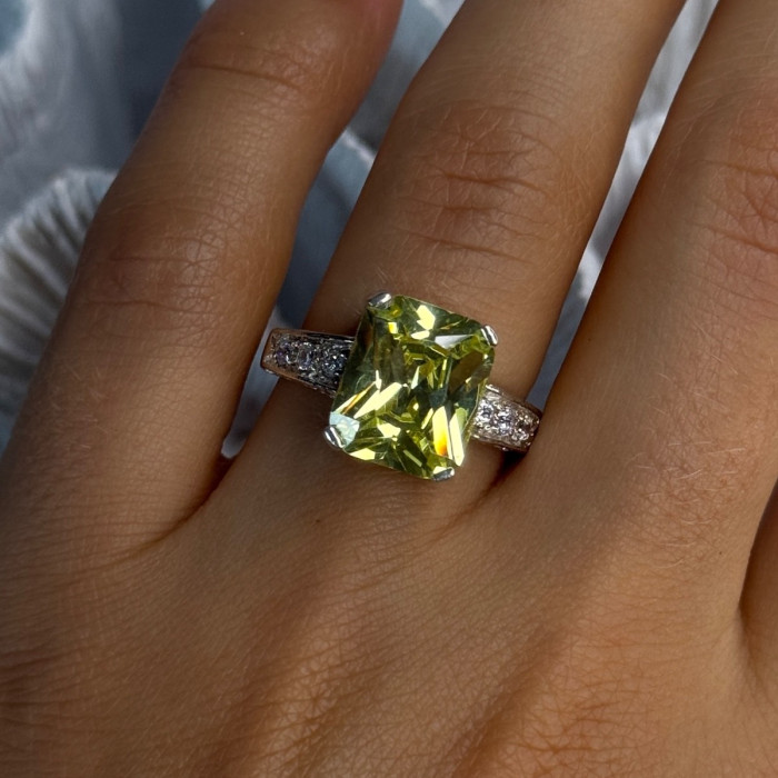 925 Sterling Silver Lemon Quartz Ring Size 8