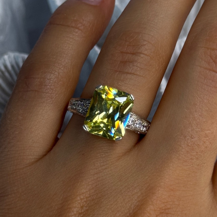 925 Sterling Silver Lemon Quartz Ring Size 8