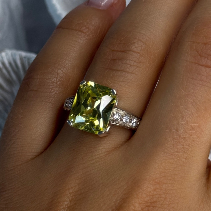 925 Sterling Silver Lemon Quartz Ring Size 8