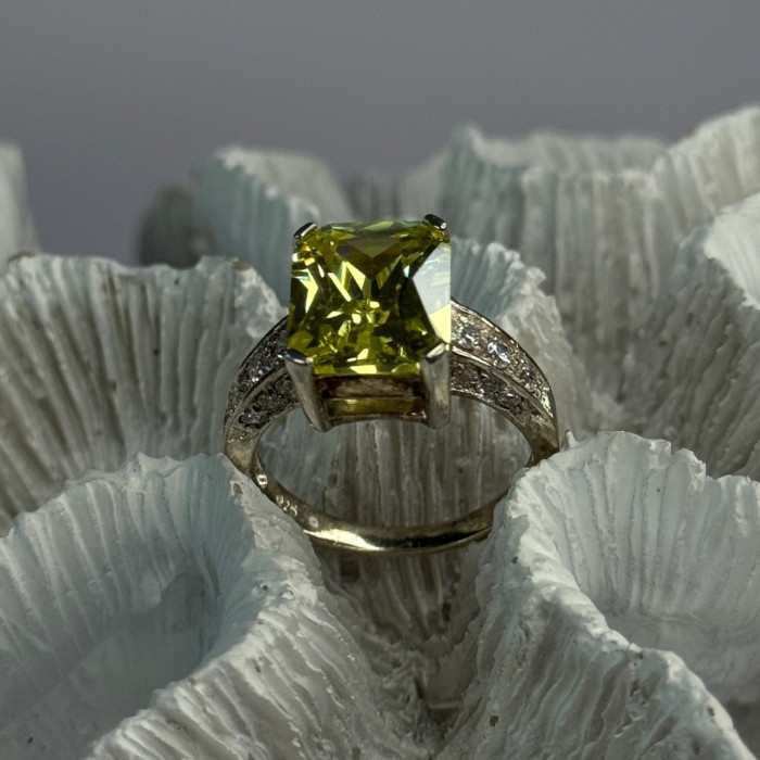 925 Sterling Silver Lemon Quartz Ring Size 8