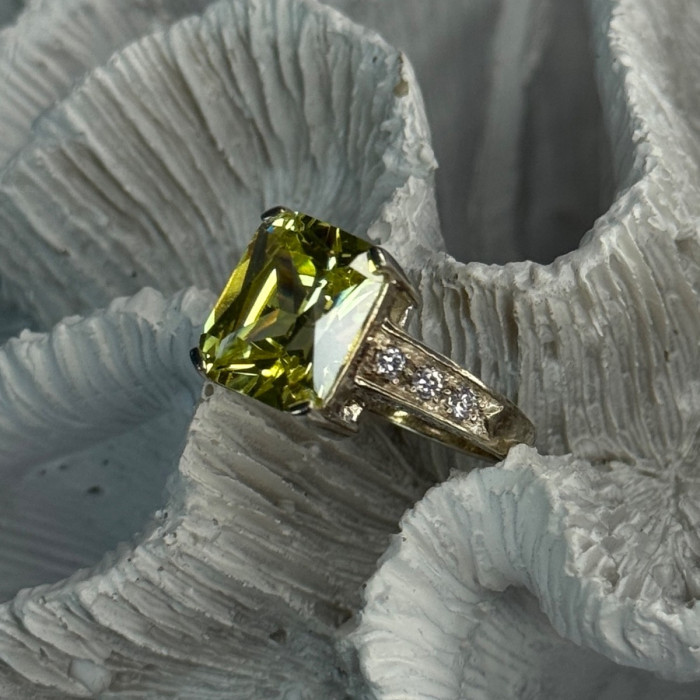 925 Sterling Silver Lemon Quartz Ring Size 8