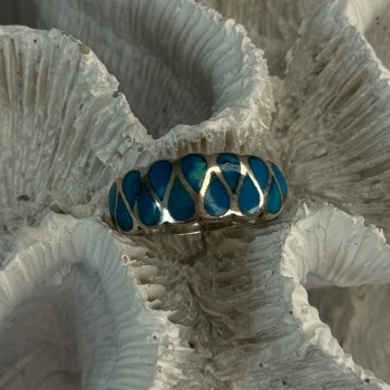 925 Sterling Silver Turquoise Ring Size 7