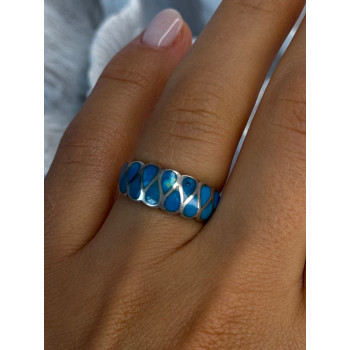 925 Sterling Silver Turquoise Ring Size 7
