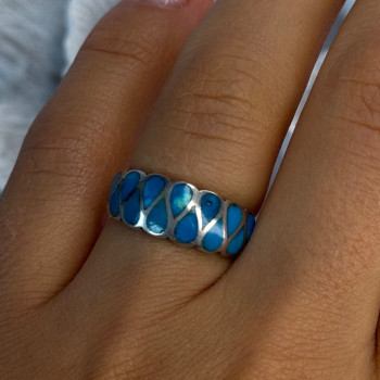 925 Sterling Silver Turquoise Ring Size 7