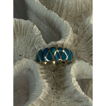 925 Sterling Silver Turquoise Ring Size 7