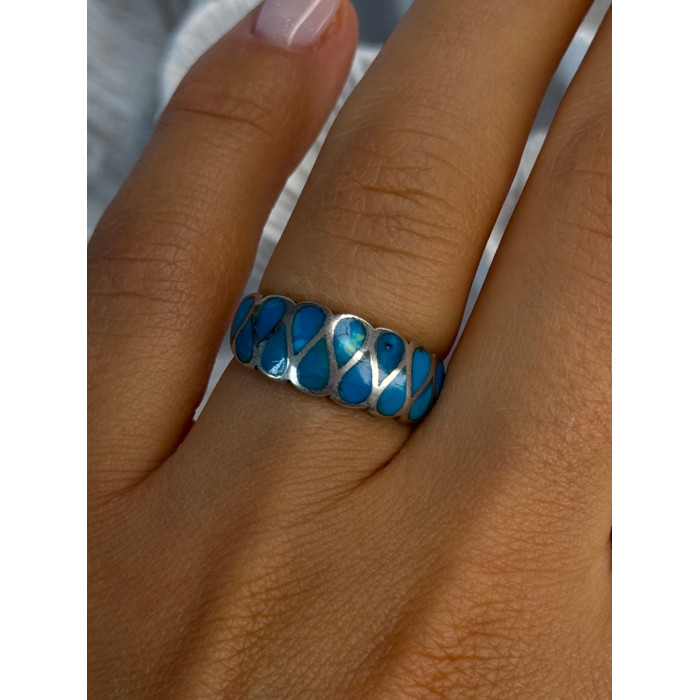 925 Sterling Silver Turquoise Ring Size 7