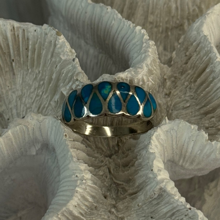 925 Sterling Silver Turquoise Ring Size 7