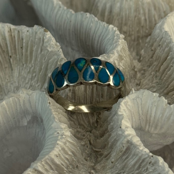 925 Sterling Silver Turquoise Ring Size 7