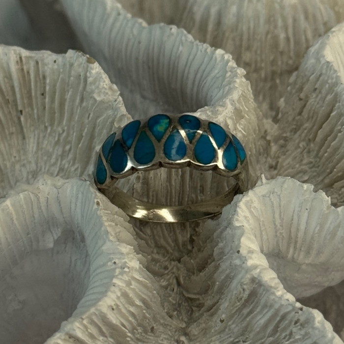 925 Sterling Silver Turquoise Ring Size 7