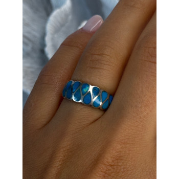 925 Sterling Silver Turquoise Ring Size 7