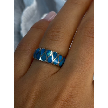 925 Sterling Silver Turquoise Ring Size 7