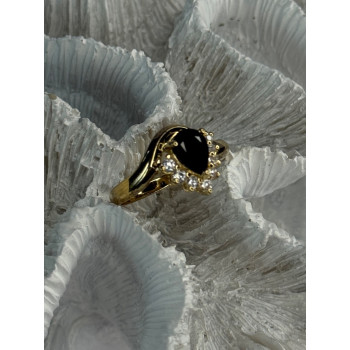 925 Sterling Silver Gold Plated Sapphire & Beryl Ring Size 8