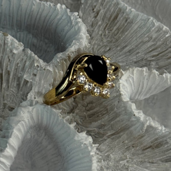 925 Sterling Silver Gold Plated Sapphire & Beryl Ring Size 8