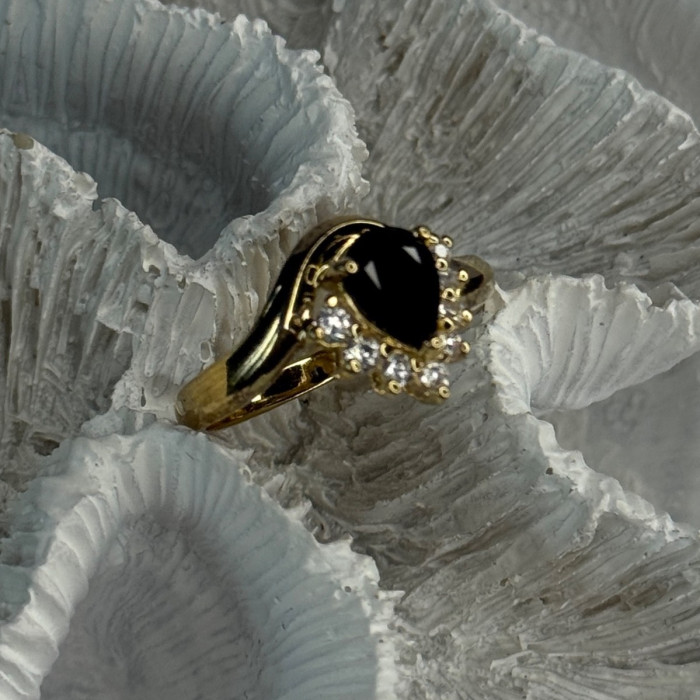 925 Sterling Silver Gold Plated Sapphire & Beryl Ring Size 8