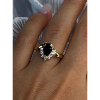 925 Sterling Silver Gold Plated Sapphire & Beryl Ring Size 8