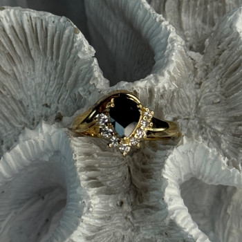 925 Sterling Silver Gold Plated Sapphire & Beryl Ring Size 8