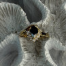 925 Sterling Silver Gold Plated Sapphire & Beryl Ring Size 8