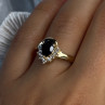 925 Sterling Silver Gold Plated Sapphire & Beryl Ring Size 8