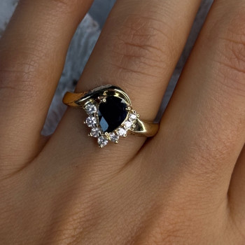 925 Sterling Silver Gold Plated Sapphire & Beryl Ring Size 8