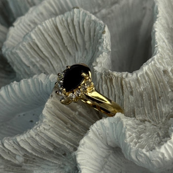925 Sterling Silver Gold Plated Sapphire & Beryl Ring Size 8