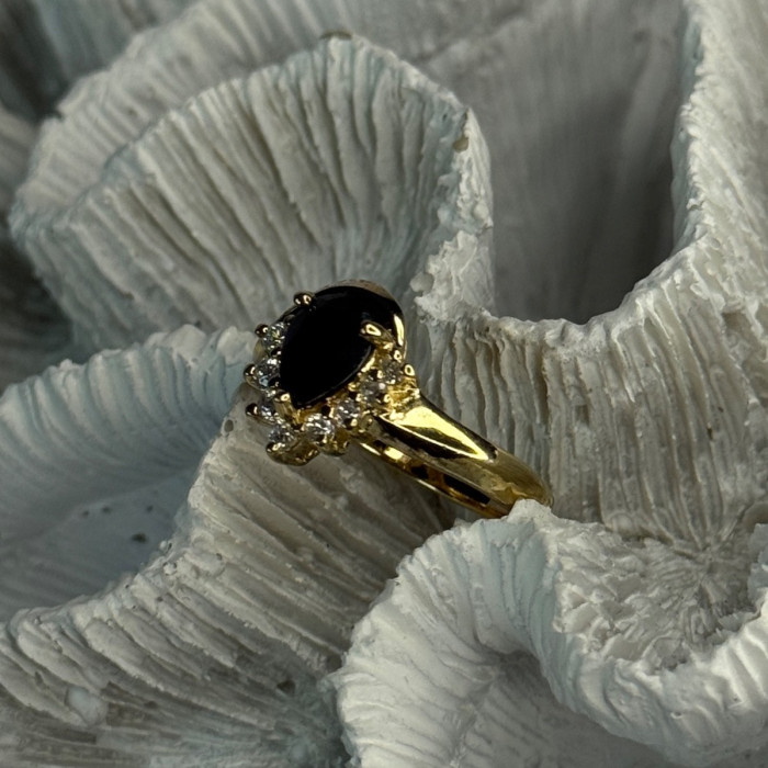 925 Sterling Silver Gold Plated Sapphire & Beryl Ring Size 8
