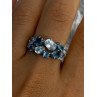 925 Sterling Silver Topaz & Aquamarine Ring Size 10
