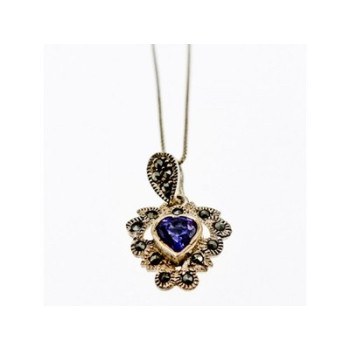 925 Sterling Silver Amethyst & Marcasites 